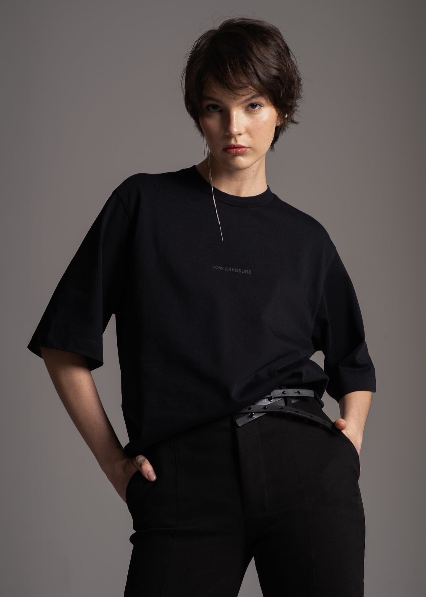 T-Shirt Low Exposure preta em algodão
