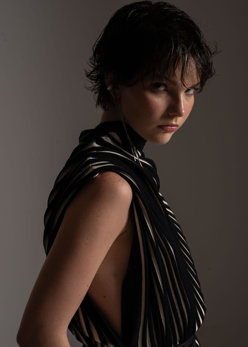 Echarpe Coral off-white de tricô em modal