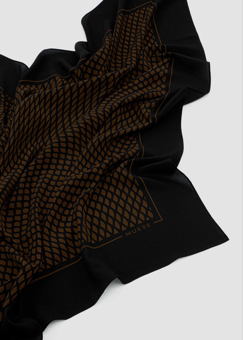 Lenço Seda Scale Marrom - Muese