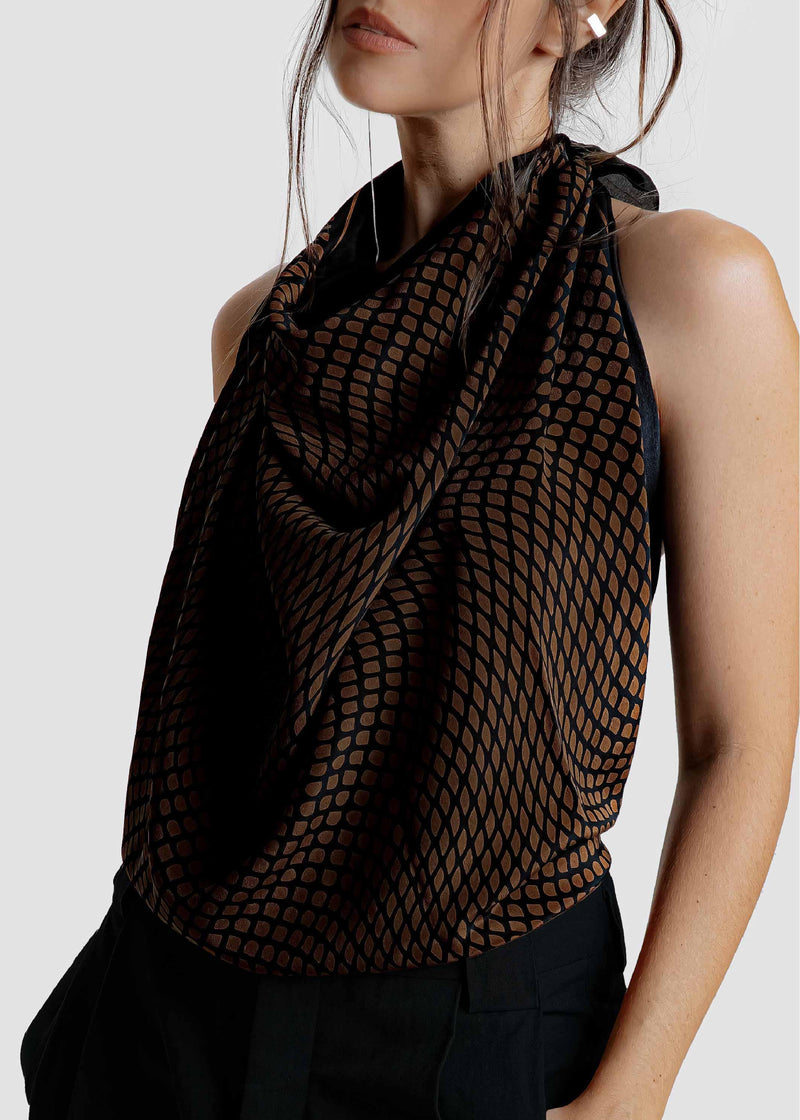 Lenço Seda Scale Marrom - Muese