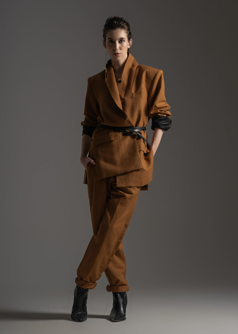 Blazer Adam bronze em linho e algodão