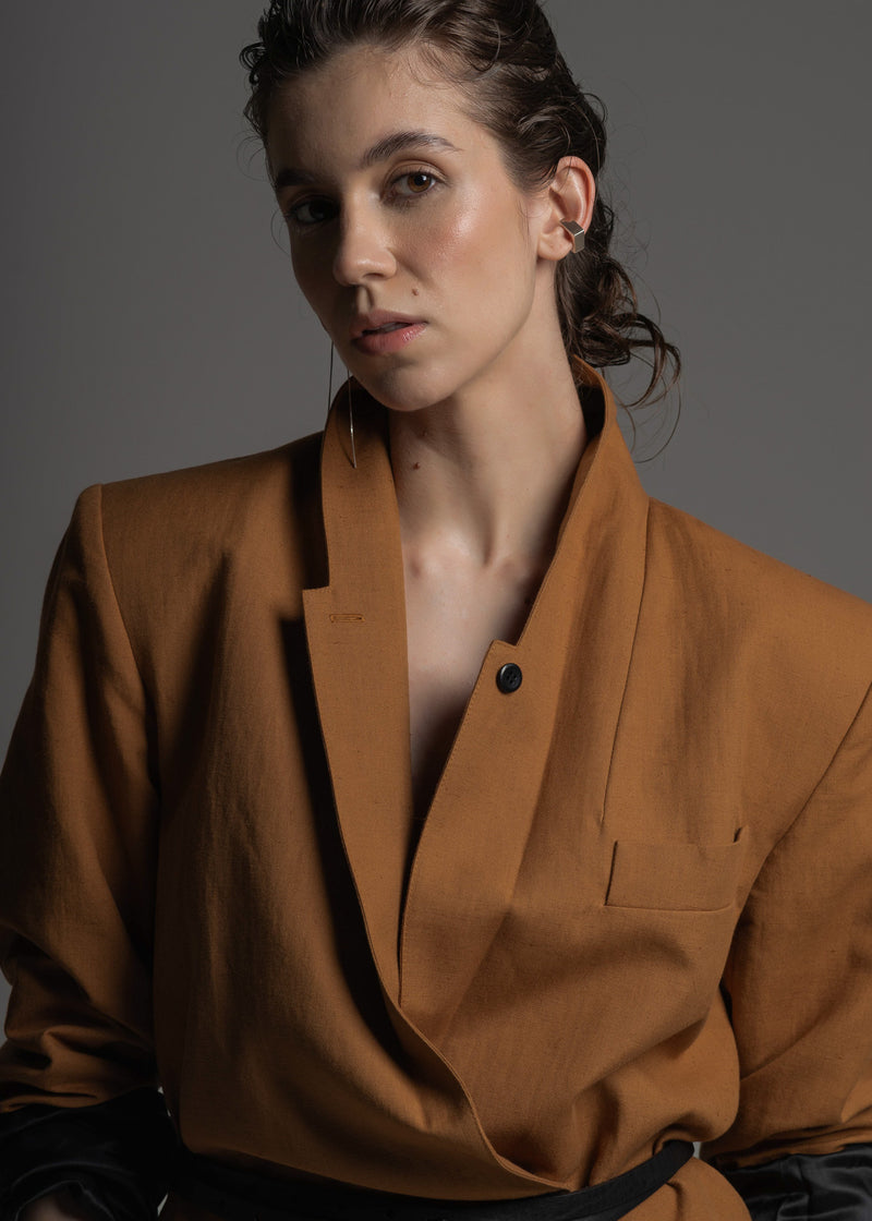 Blazer Adam bronze em linho e algodão