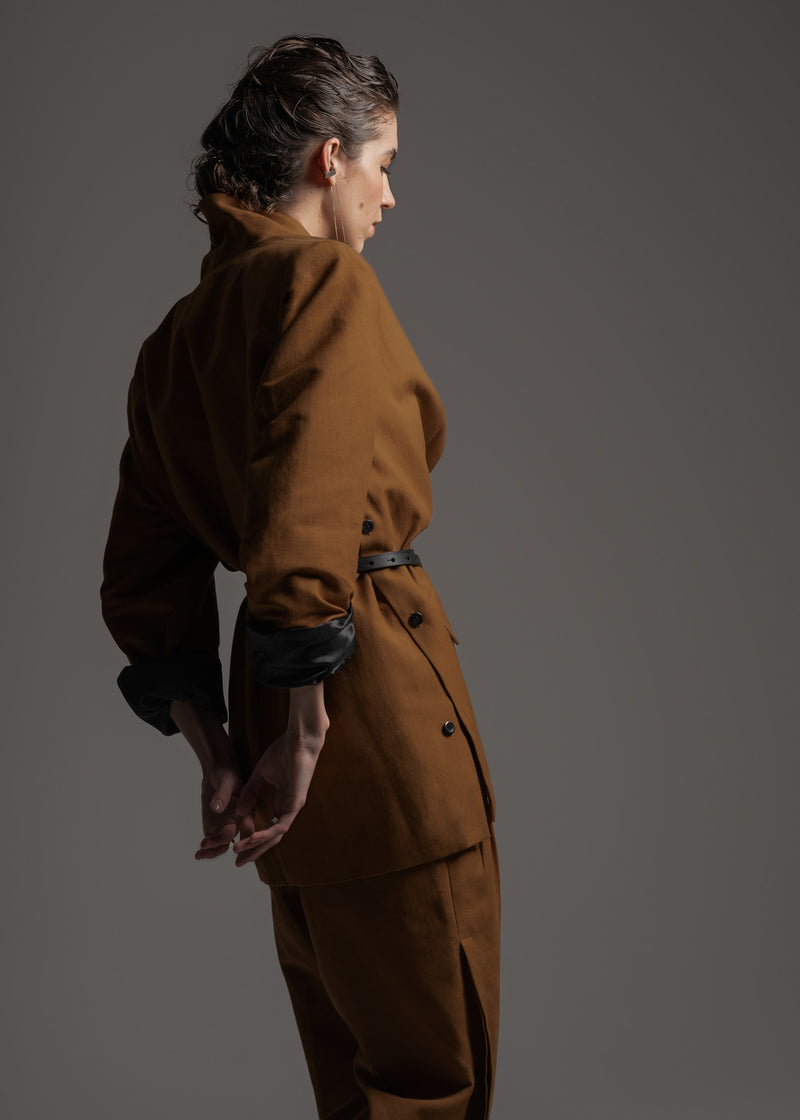 Blazer Adam bronze em linho e algodão