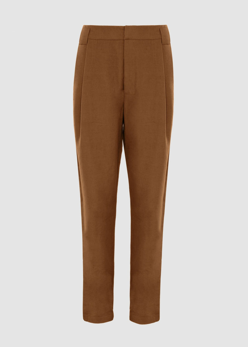 Calça Adam bronze em linho e algodão
