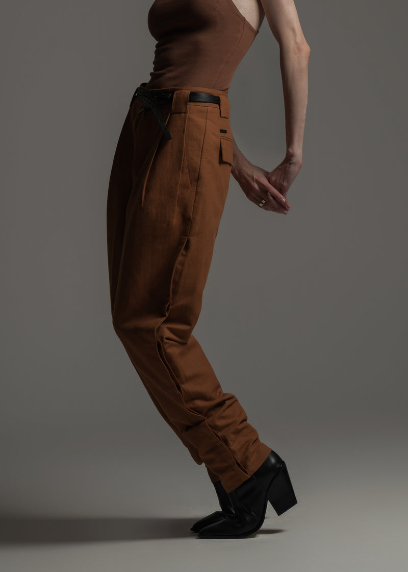 Calça Adam bronze em linho e algodão