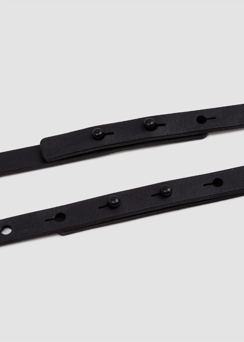 Cinto Double Slim preto em couro