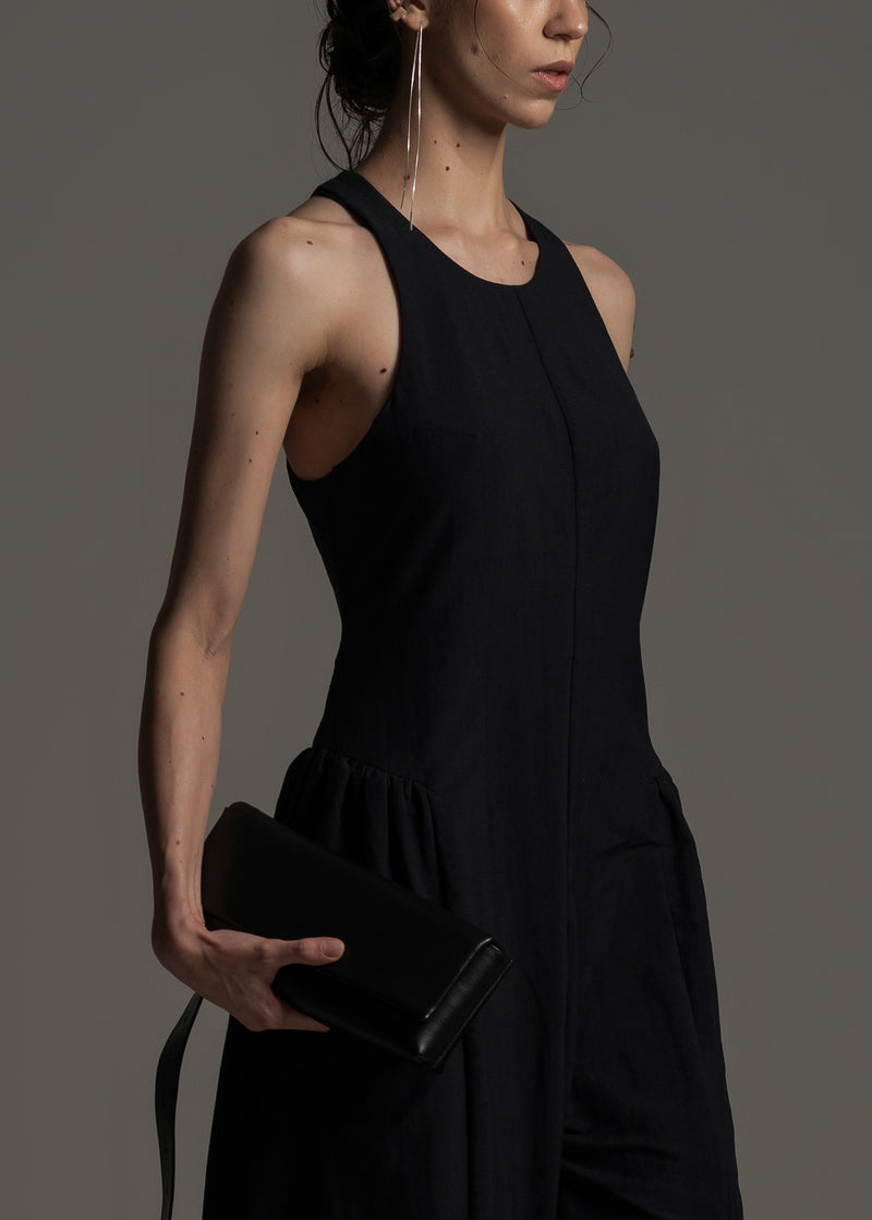 Macacão Roll preto em poliamida bio-d