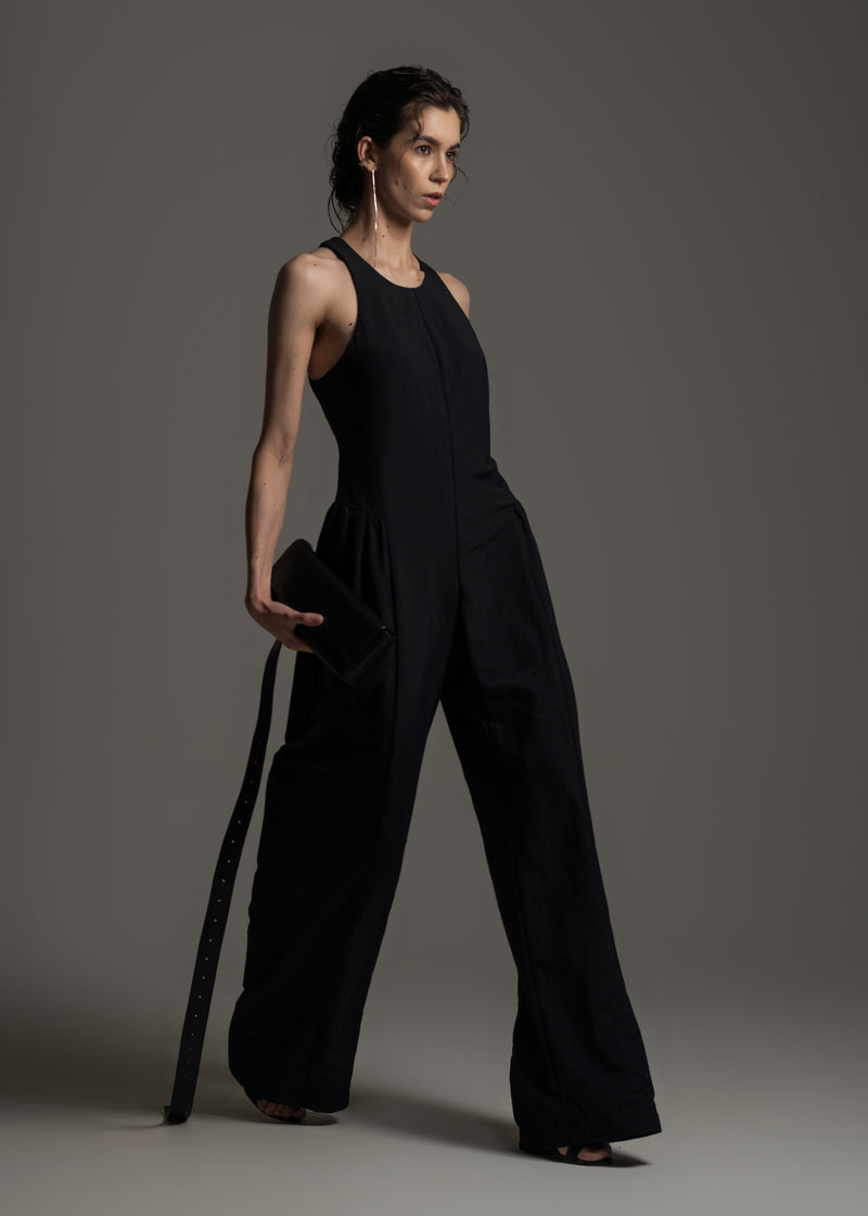 Macacão Roll preto em poliamida bio-d