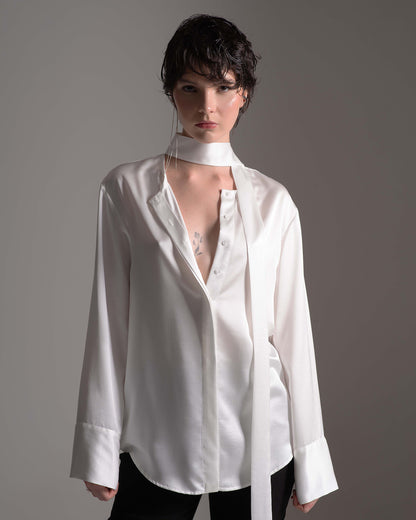 Camisa Cravate em Viscose e Seda