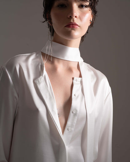 Camisa Cravate em Viscose e Seda