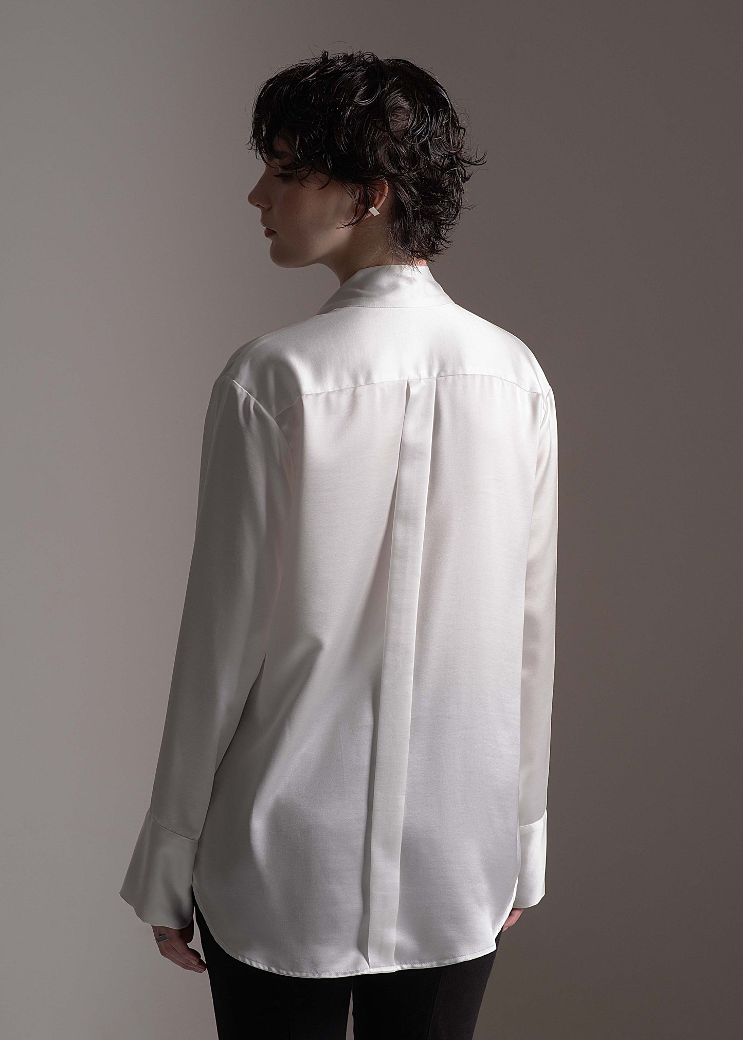 Camisa Cravate branca em viscose e seda