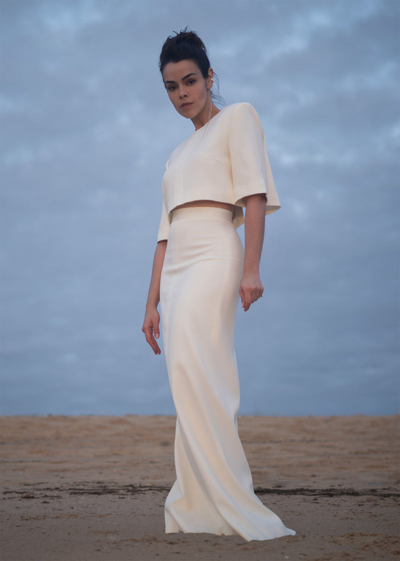 New Tux Skirt off-white in acetate and viscose