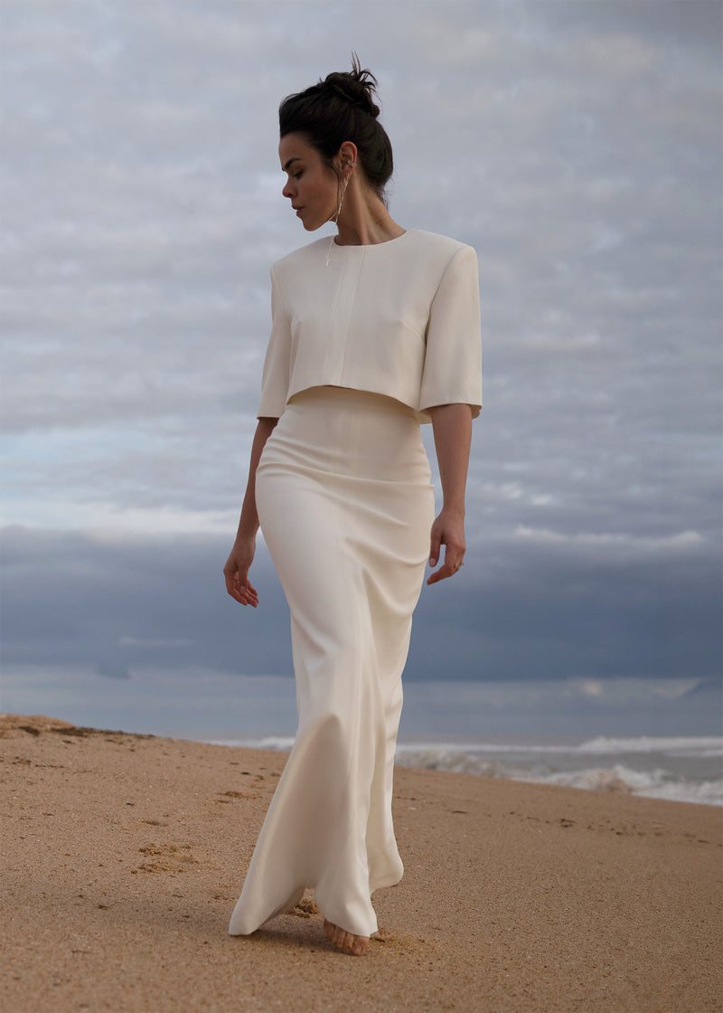 New Tux Skirt off-white in acetate and viscose