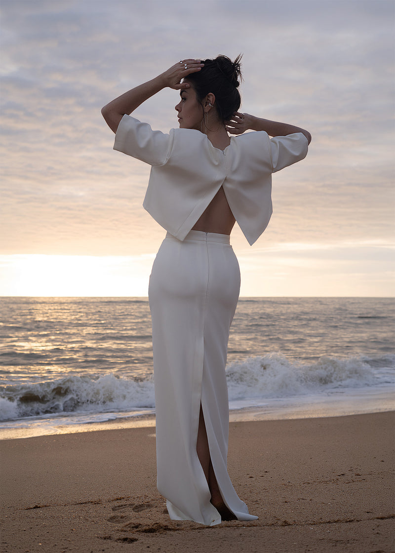 New Tux Top off-white in acetate and viscose