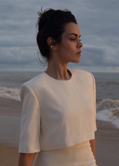 Top New Tux off-white em acetato e viscose