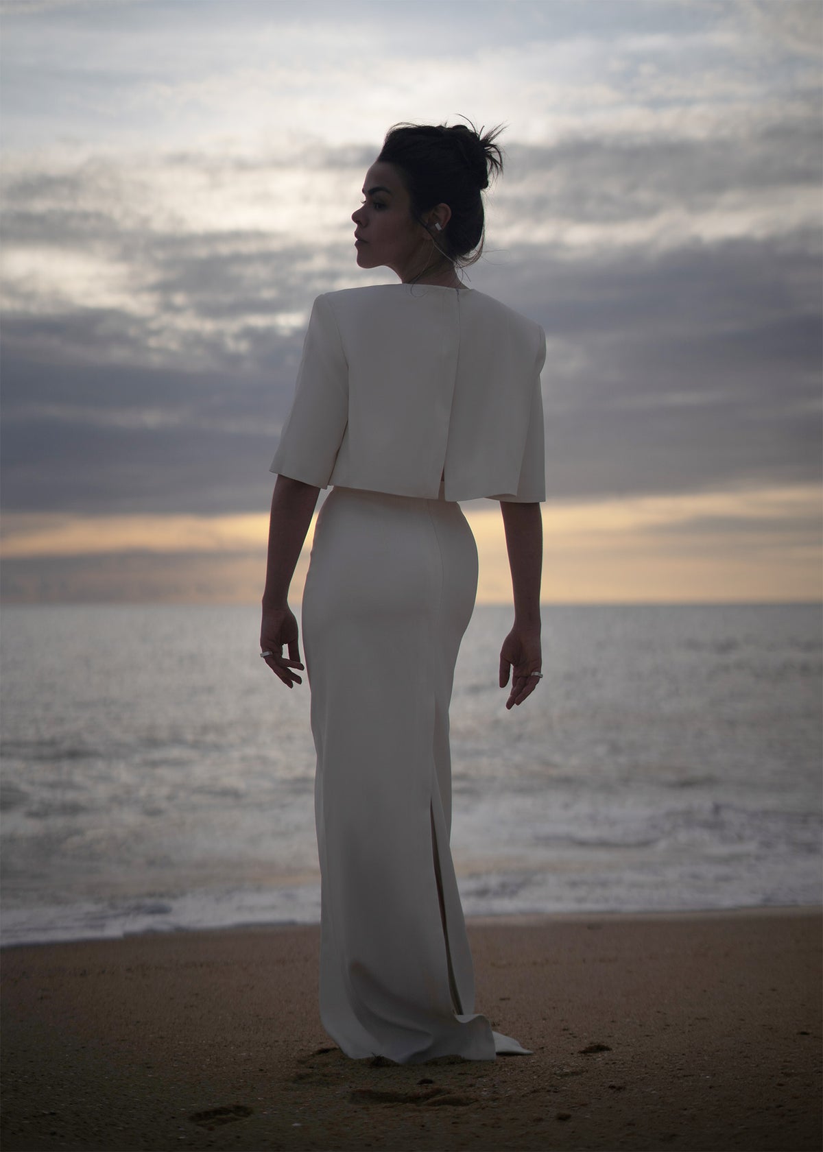 Top New Tux off-white em acetato e viscose