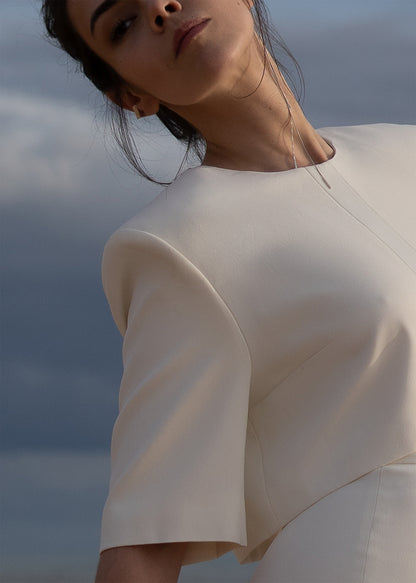 Top New Tux off-white em acetato e viscose