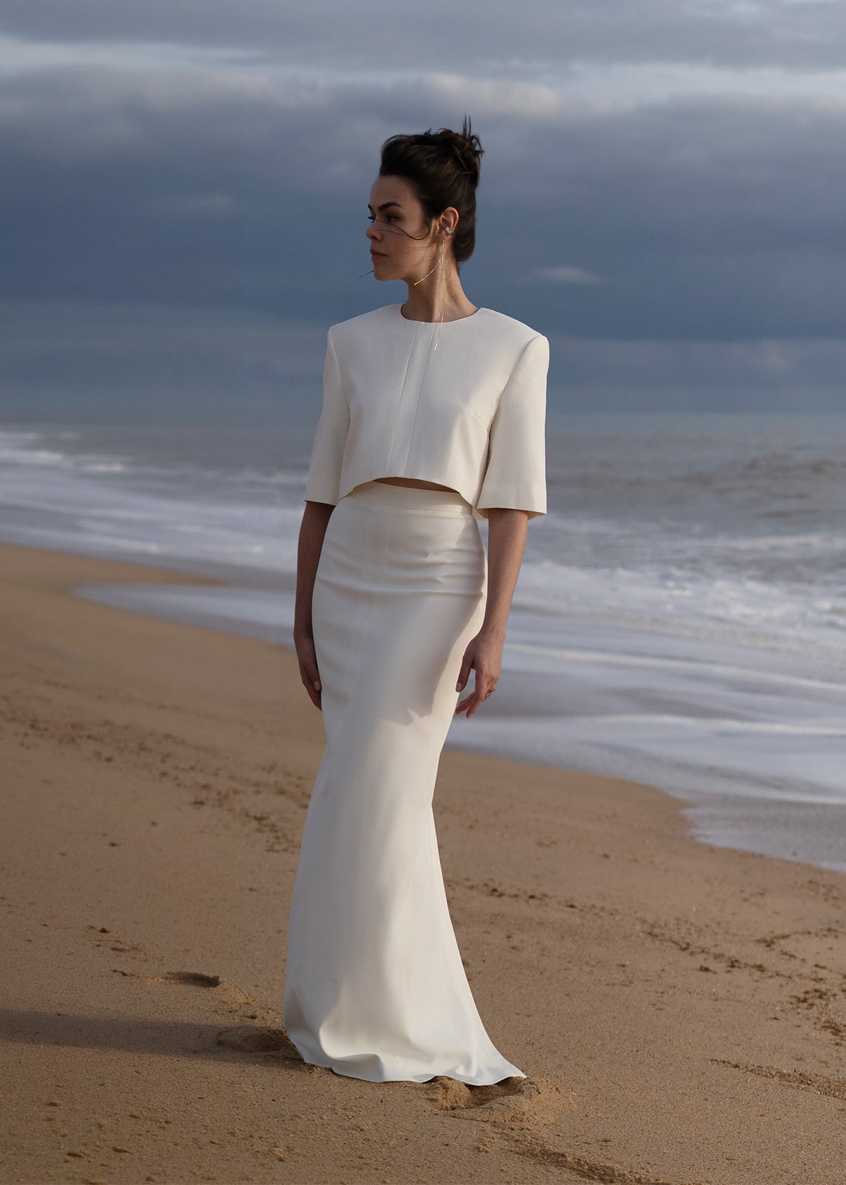 Top New Tux off-white em acetato e viscose