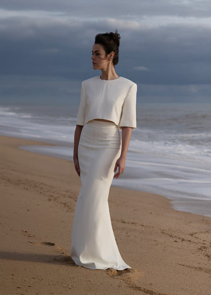 Top New Tux off-white em acetato e viscose