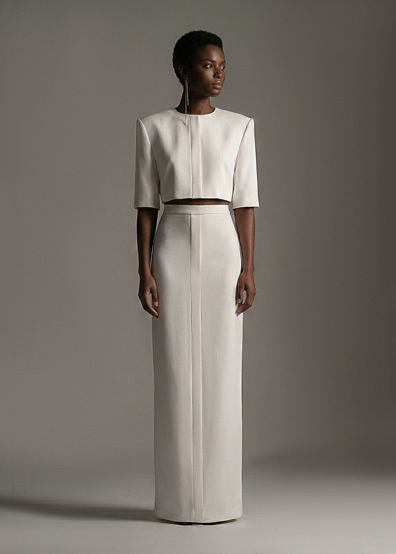 Saia New Tux off-white em acetato e viscose