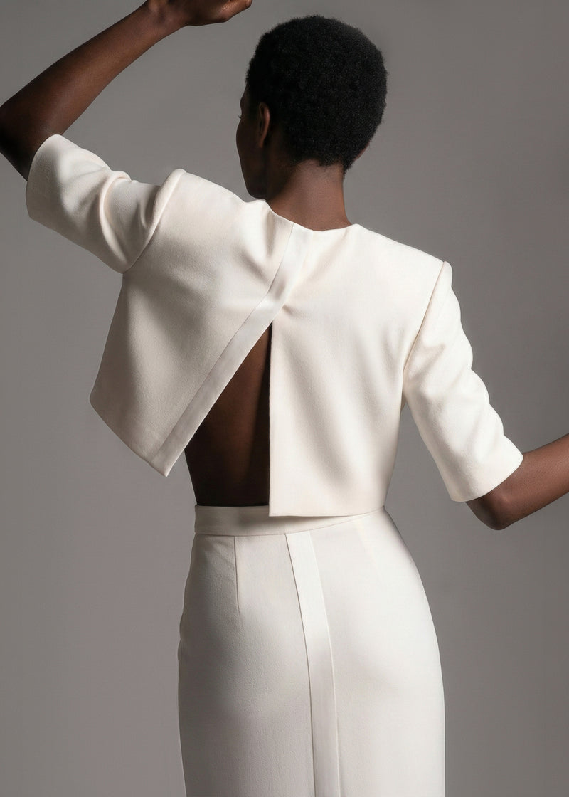 Top New Tux off-white em acetato e viscose