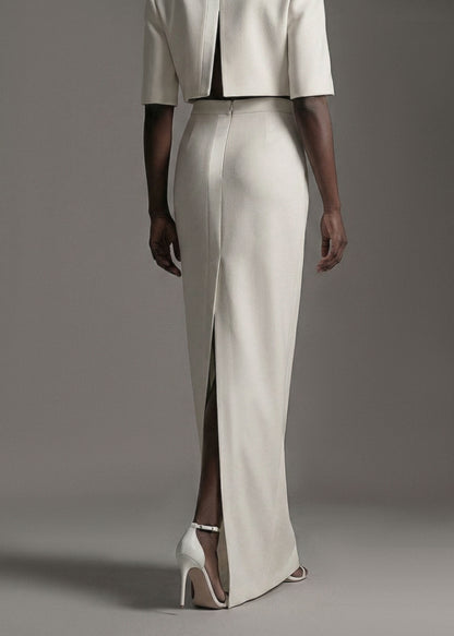 Saia New Tux off-white em acetato e viscose