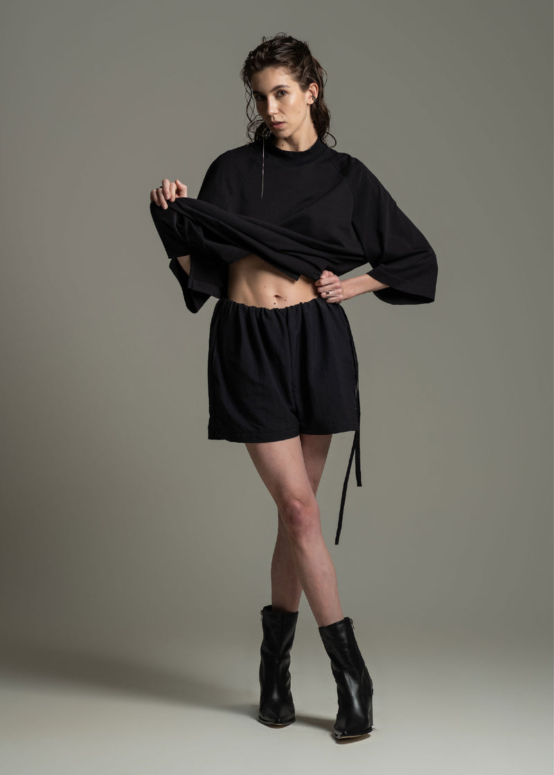 Short Roll preto em poliamida bio-d