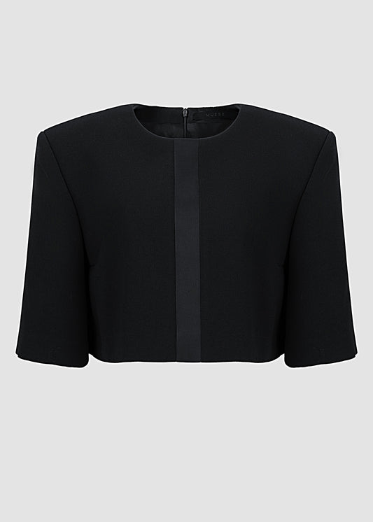 Top New Tux preto em acetato e viscose