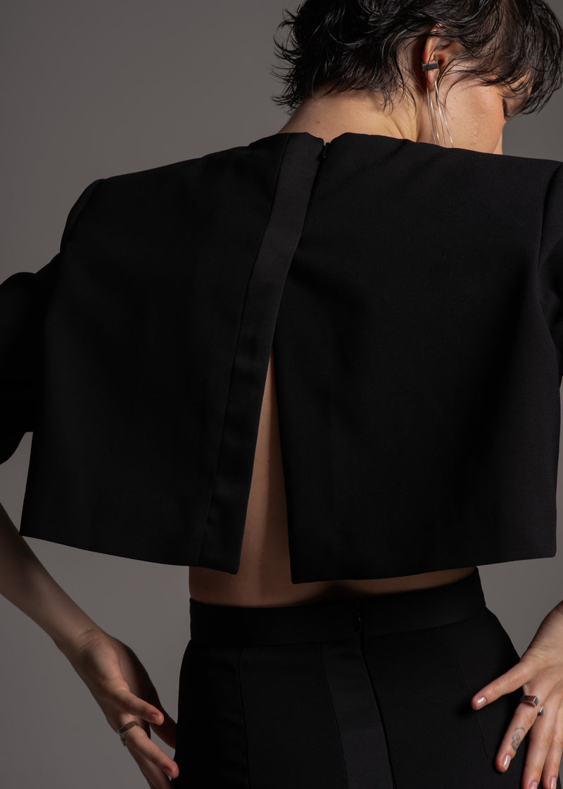 Top New Tux preto em acetato e viscose