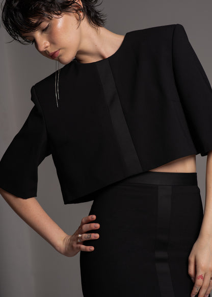 New Tux Top black in acetate and viscose