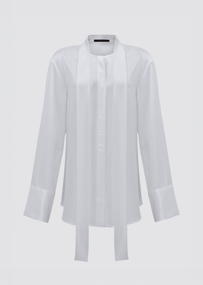 Camisa Cravate branca em viscose e seda