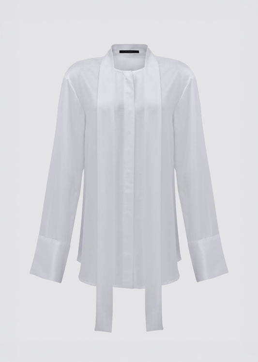 Camisa Cravate branca em viscose e seda