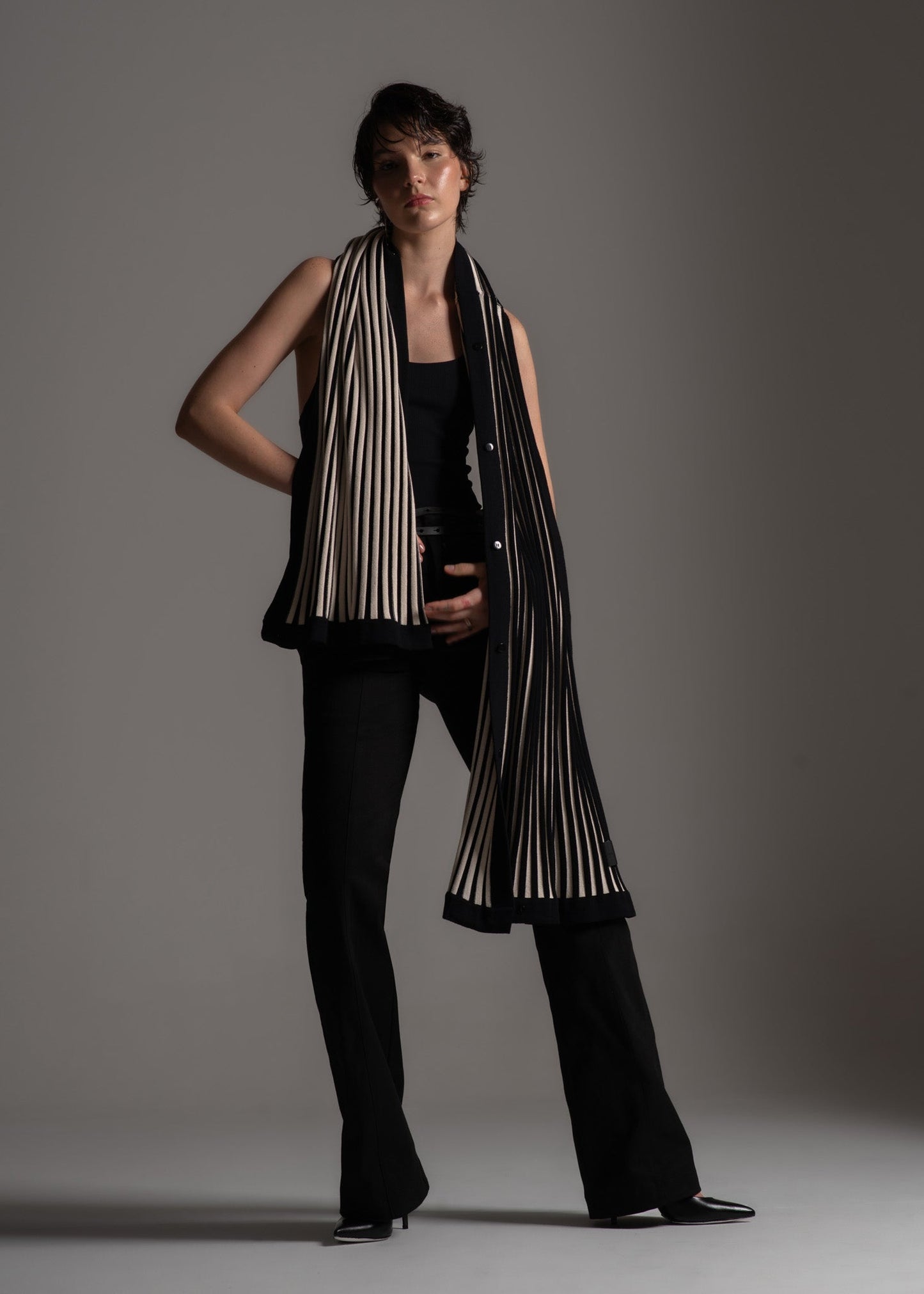 Echarpe Coral off-white de tricô em modal