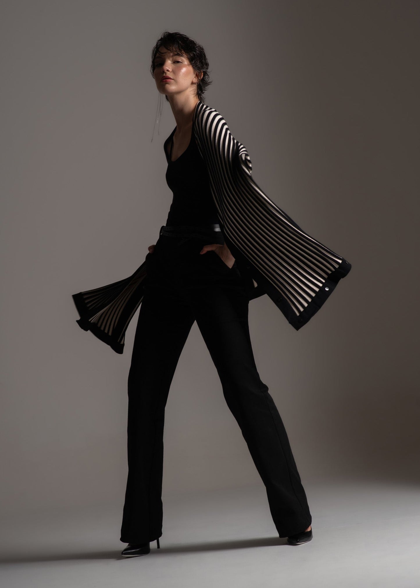 Echarpe Coral off-white de tricô em modal